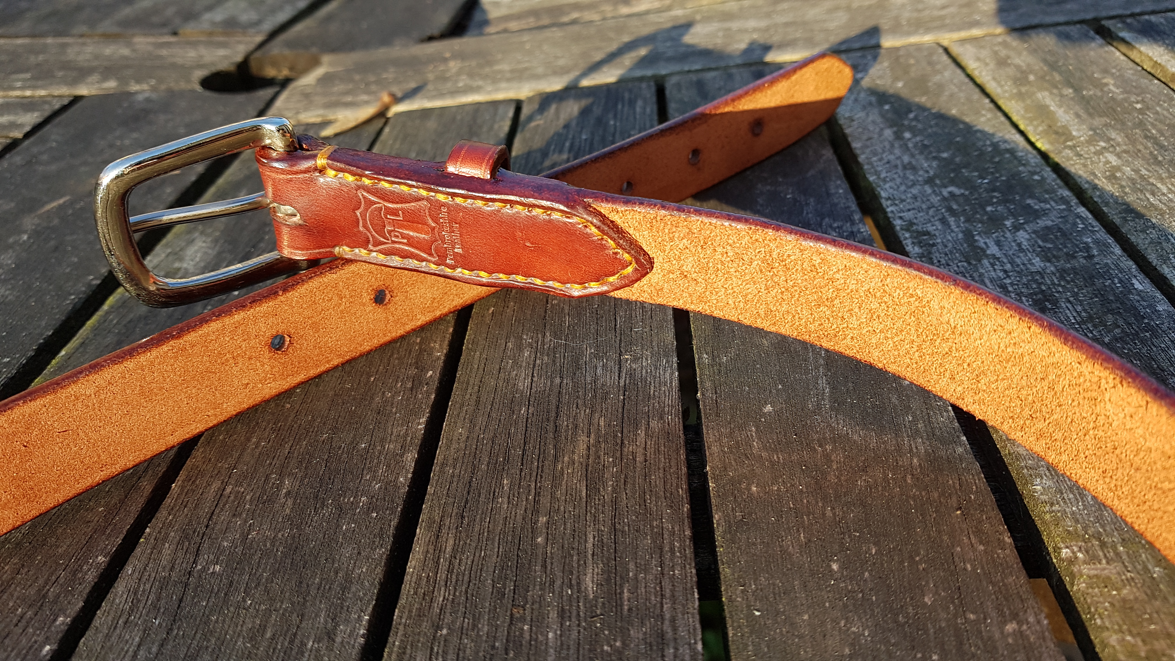 1 inch Belt in Mahogany (chrome buckle) (rear)